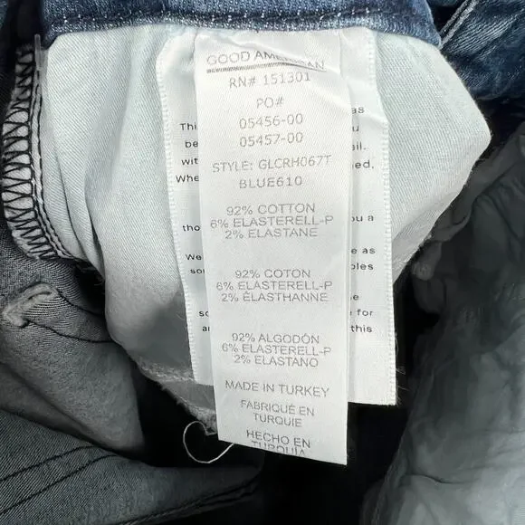 Good American Womens Good Legs Fray Waistband Skinny Jeans Size 0 Waist 25 - Picture 10 of 11